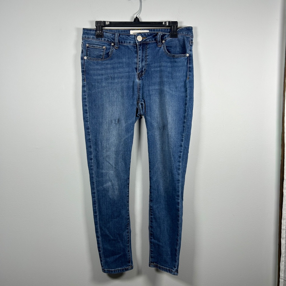Ashley Mason Skinny Jeans Womens Size 13 Blue Medium Wash Mid Rise Whiskered